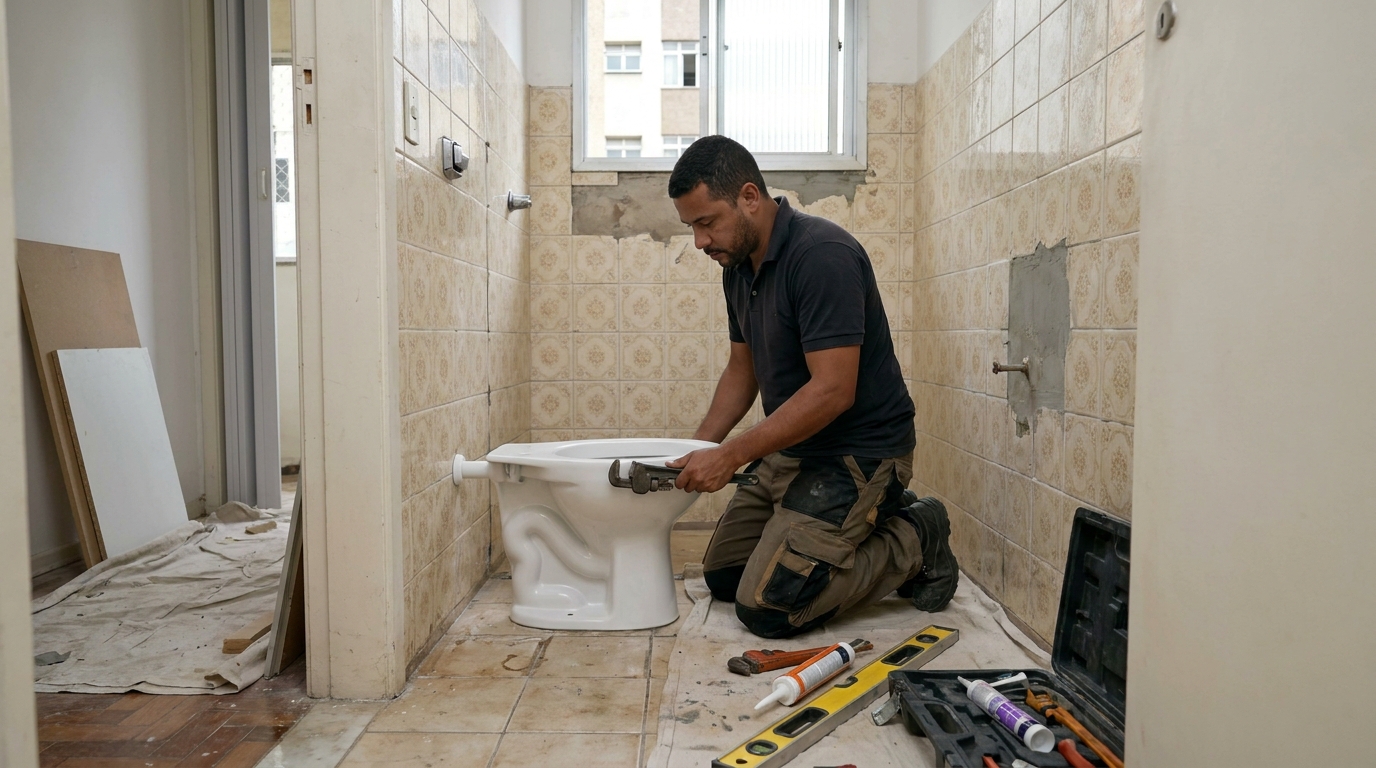 Instalação de vaso sanitário profissional em Palhoça‑SC